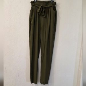 Olive Green High-Waisted Pants